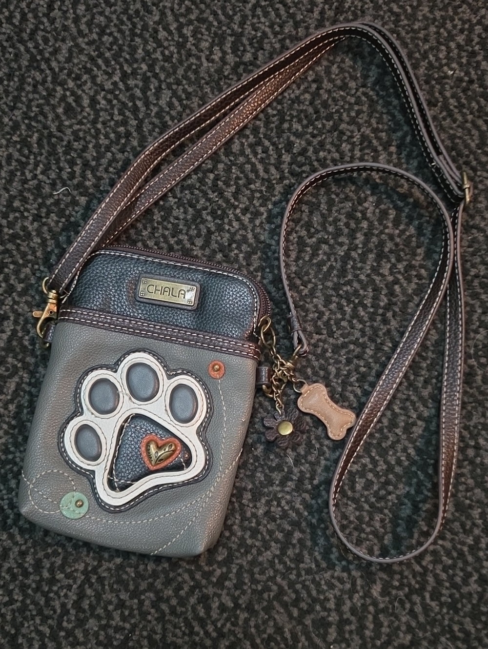 Chala Paw Print Crossbody Bag with Charms NWOT
